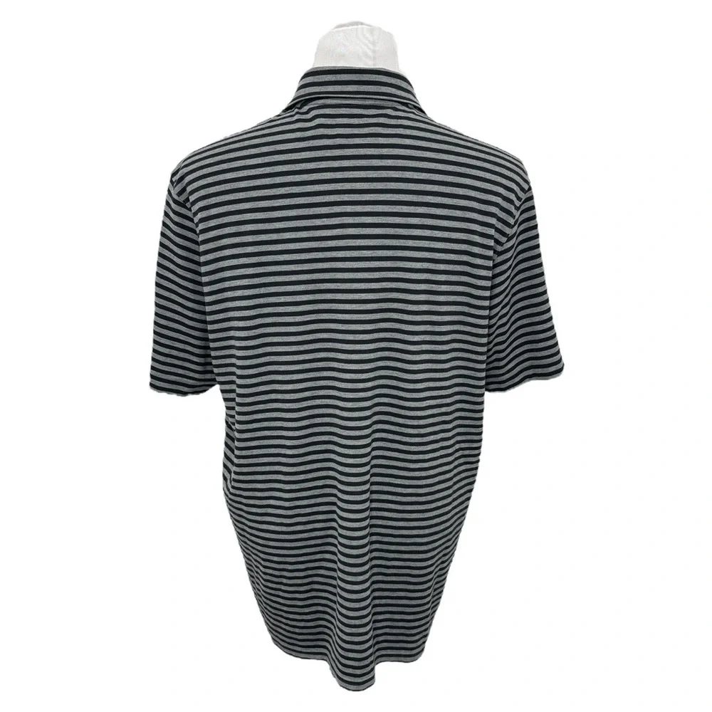 Oakley Men's Size XXL Gray & Black Striped Polo Golf Shirt Stretch Classic